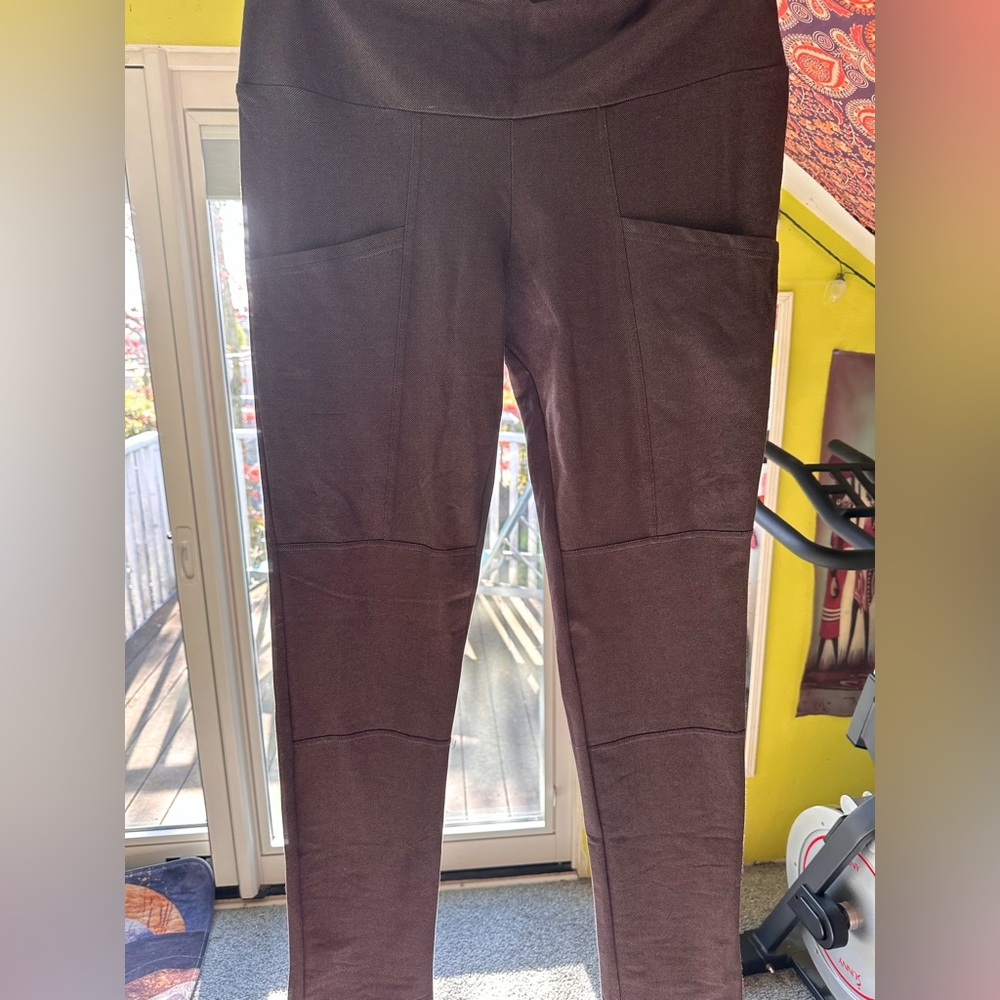 Mishu Boutique grey woven leggings with side pockets size XL new w/o tags